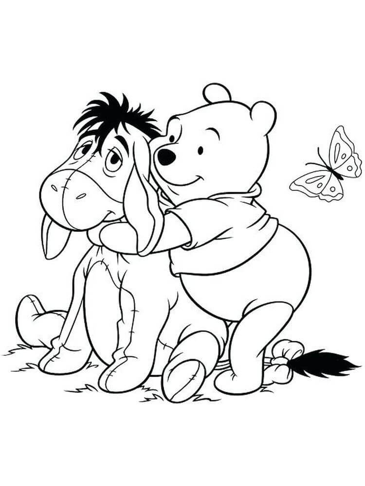 Winnie de Pooh abrazando a Eeyore