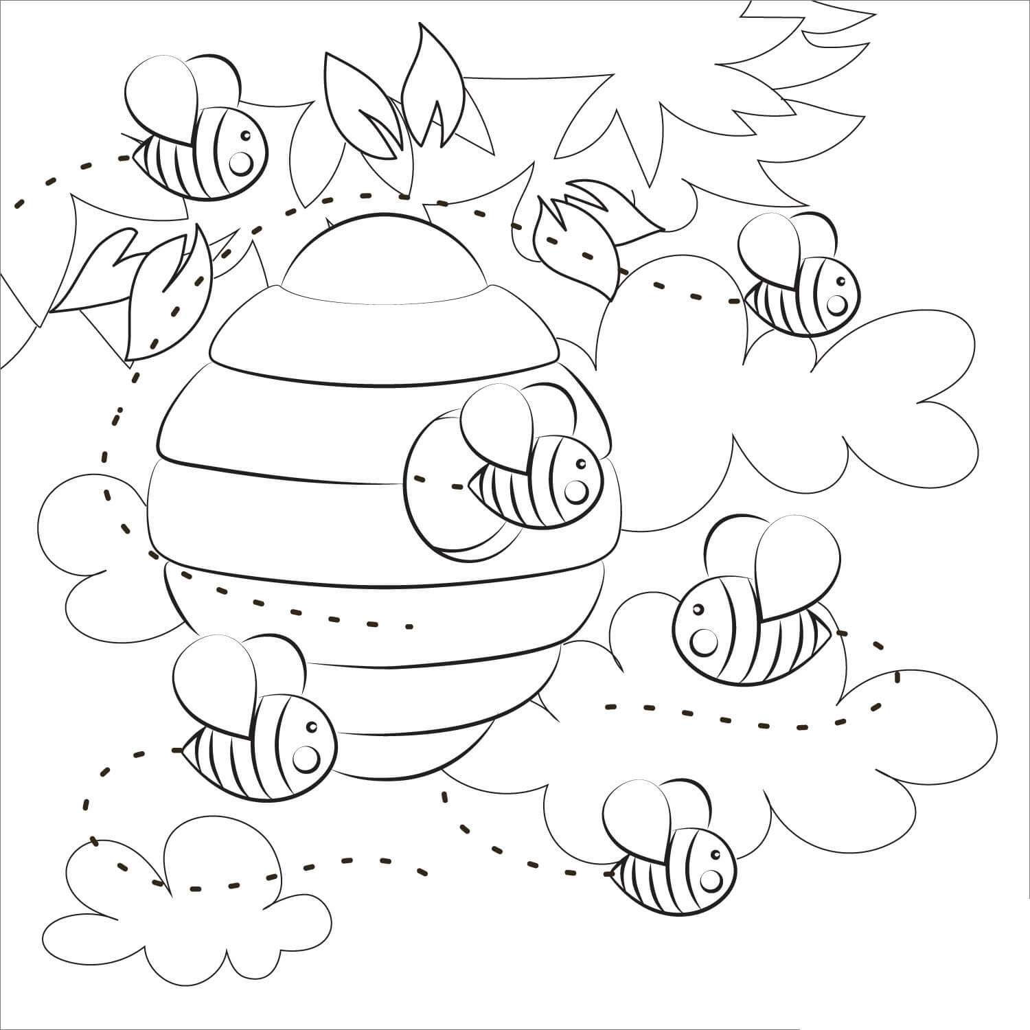 Divertida Abeja Volando Con Flores Para Colorear Imprimir E Dibujar Coloringonly Com