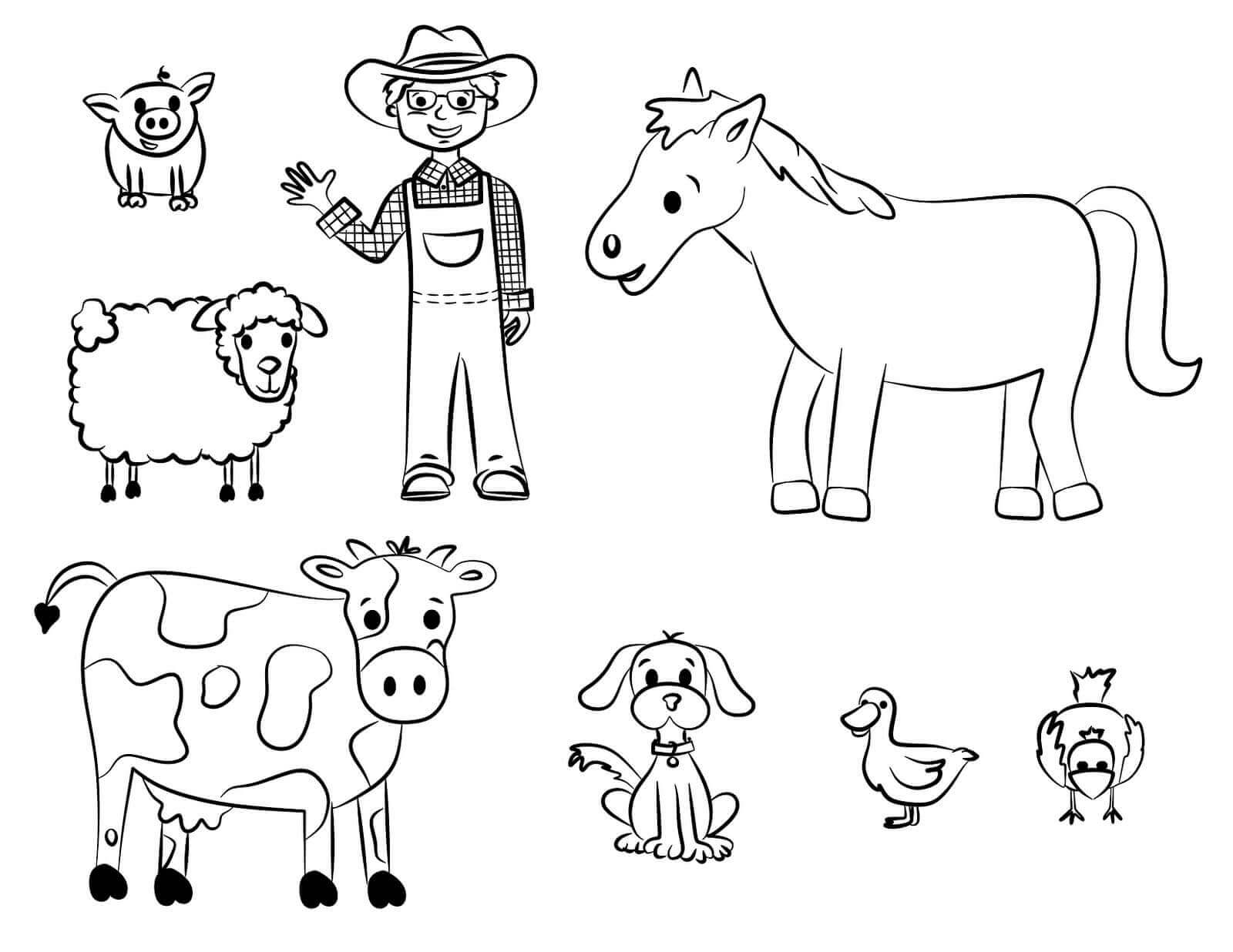 Agricultor y Animal en Granja