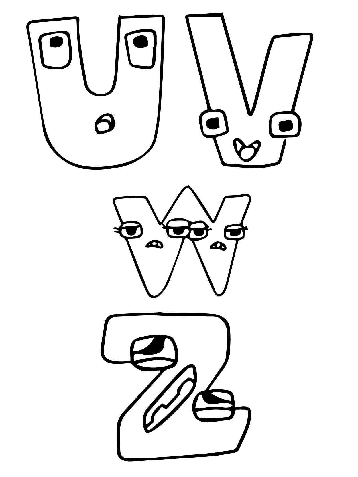 Alfabeto Lore Letra U, V, W y Z