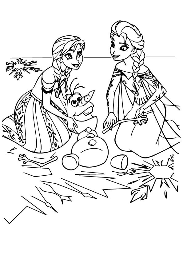 Anna y Elsa con Olaf