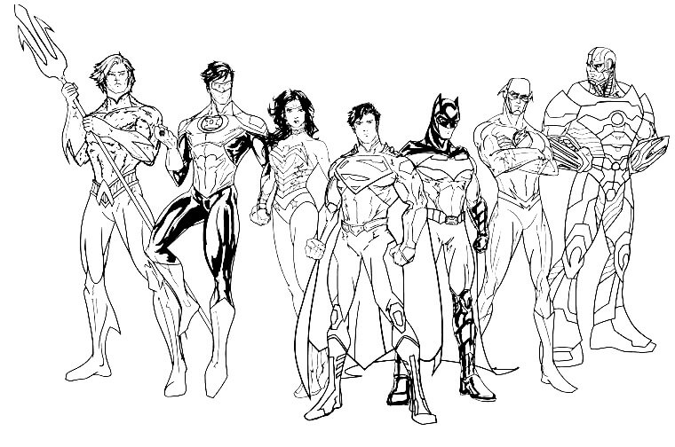  Aquaman en la Liga de la Justicia para colorear, imprimir e dibujar –ColoringOnly.Com