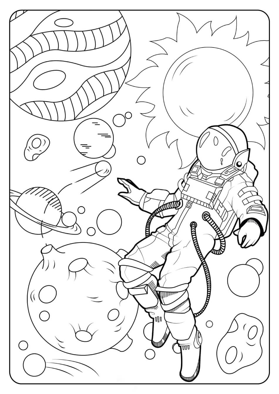 Astronauta En El Espacio Para Colorear Imprimir E Dibujar