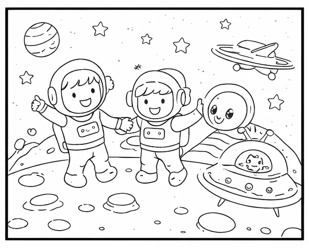 Astronautas Amigos En Planeta Alienígena