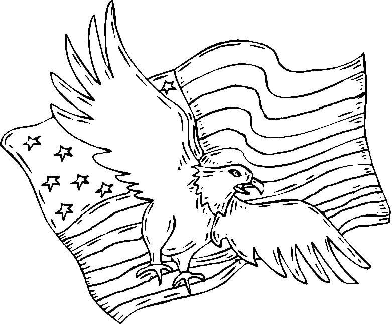 Por ley Enseñando uvas Bandera Americana y Águila para colorear, imprimir e dibujar  –ColoringOnly.Com