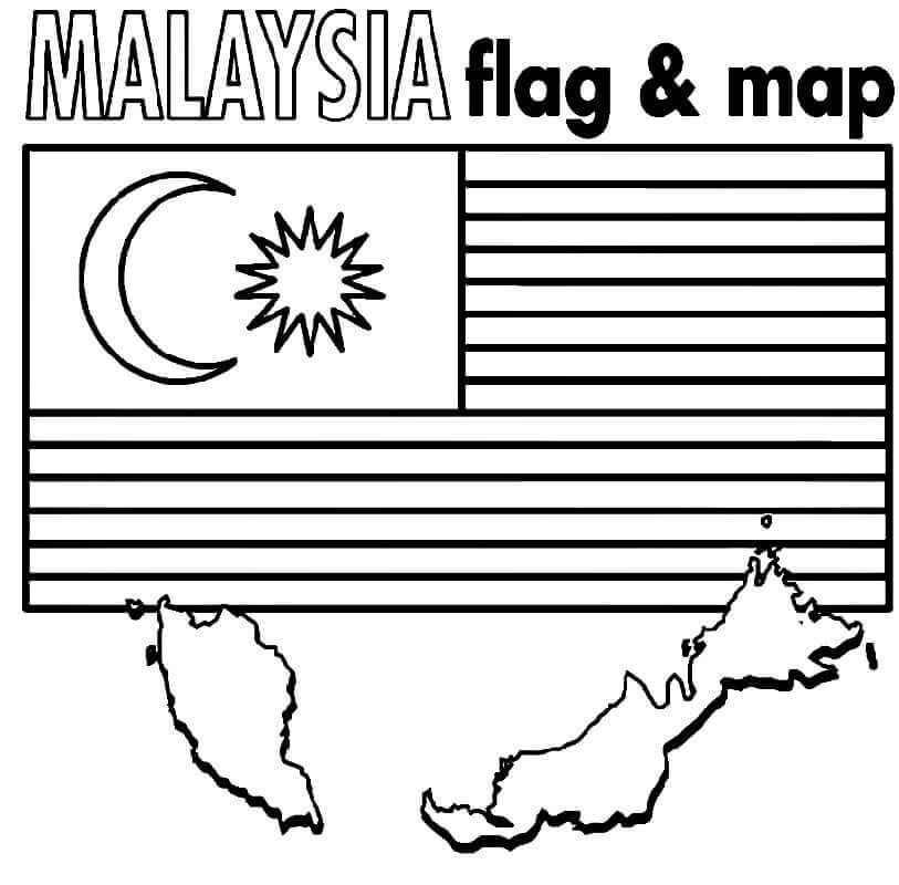 Bandera y Mapa de Malasia
