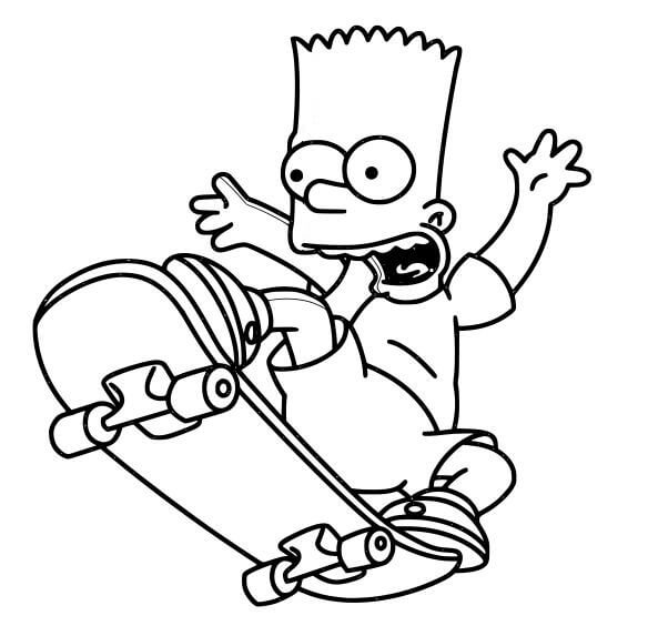 Fangoso Esquiar Circular Bart Simpson Skate para colorear, imprimir e dibujar –ColoringOnly.Com