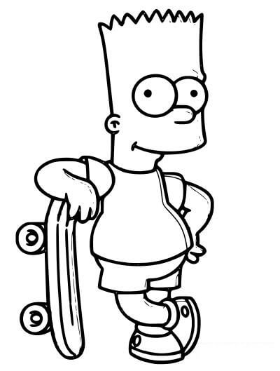 Barricada sello Cierto Bart Simpson con Patineta para colorear, imprimir e dibujar  –ColoringOnly.Com