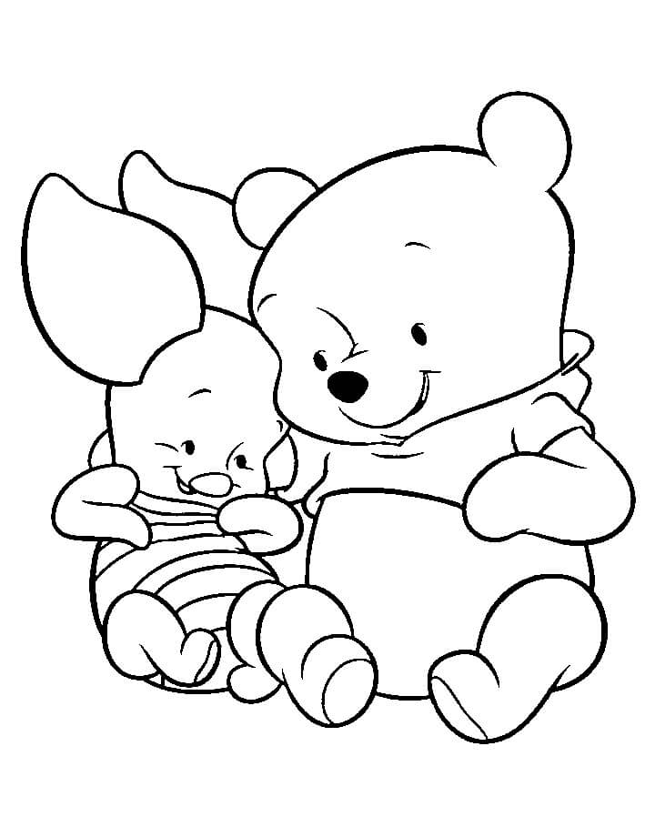 Bebé Pooh Bear y Piglet