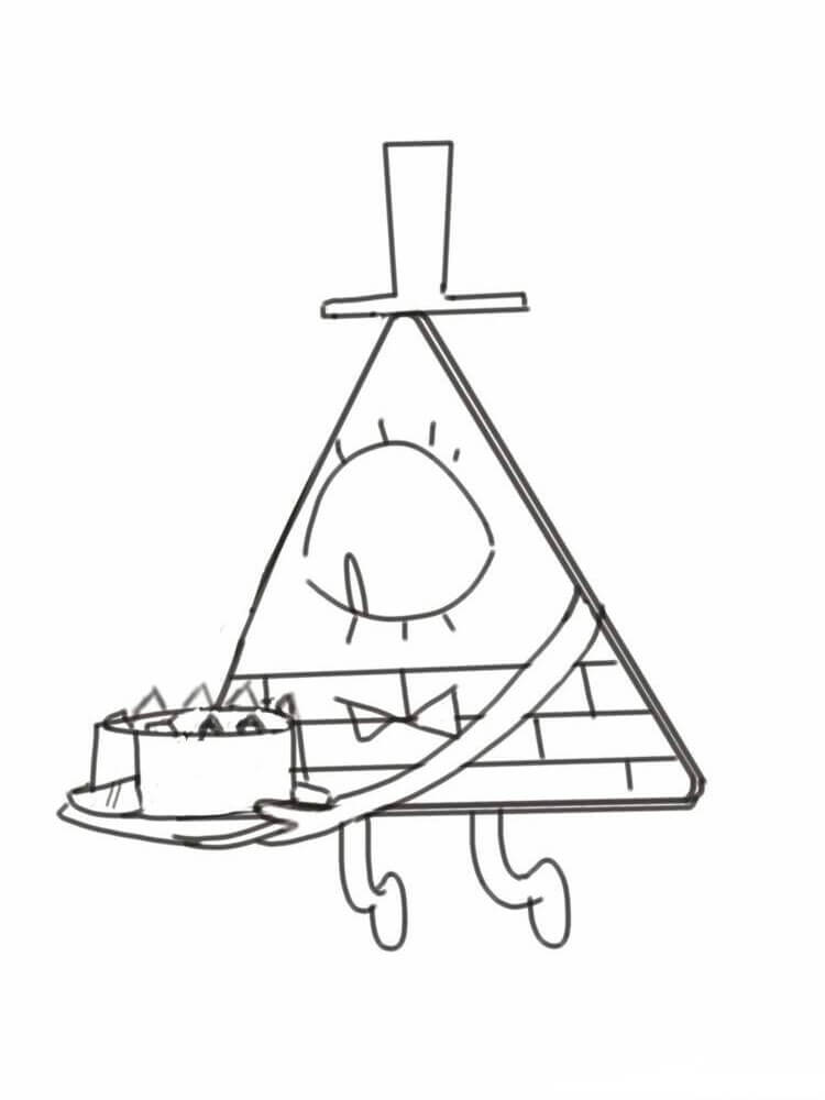 Bill Cipher Sosteniendo pastel de Cumpleaños para colorear, imprimir e  dibujar –