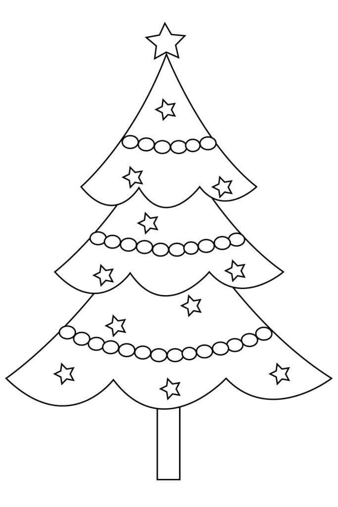 Bonito árbol de Navidad para colorear, imprimir e dibujar –ColoringOnly.Com