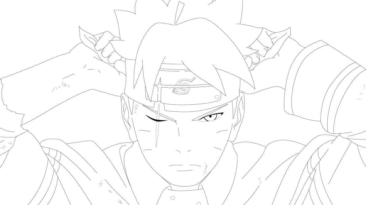 Boruto com espada para colorir