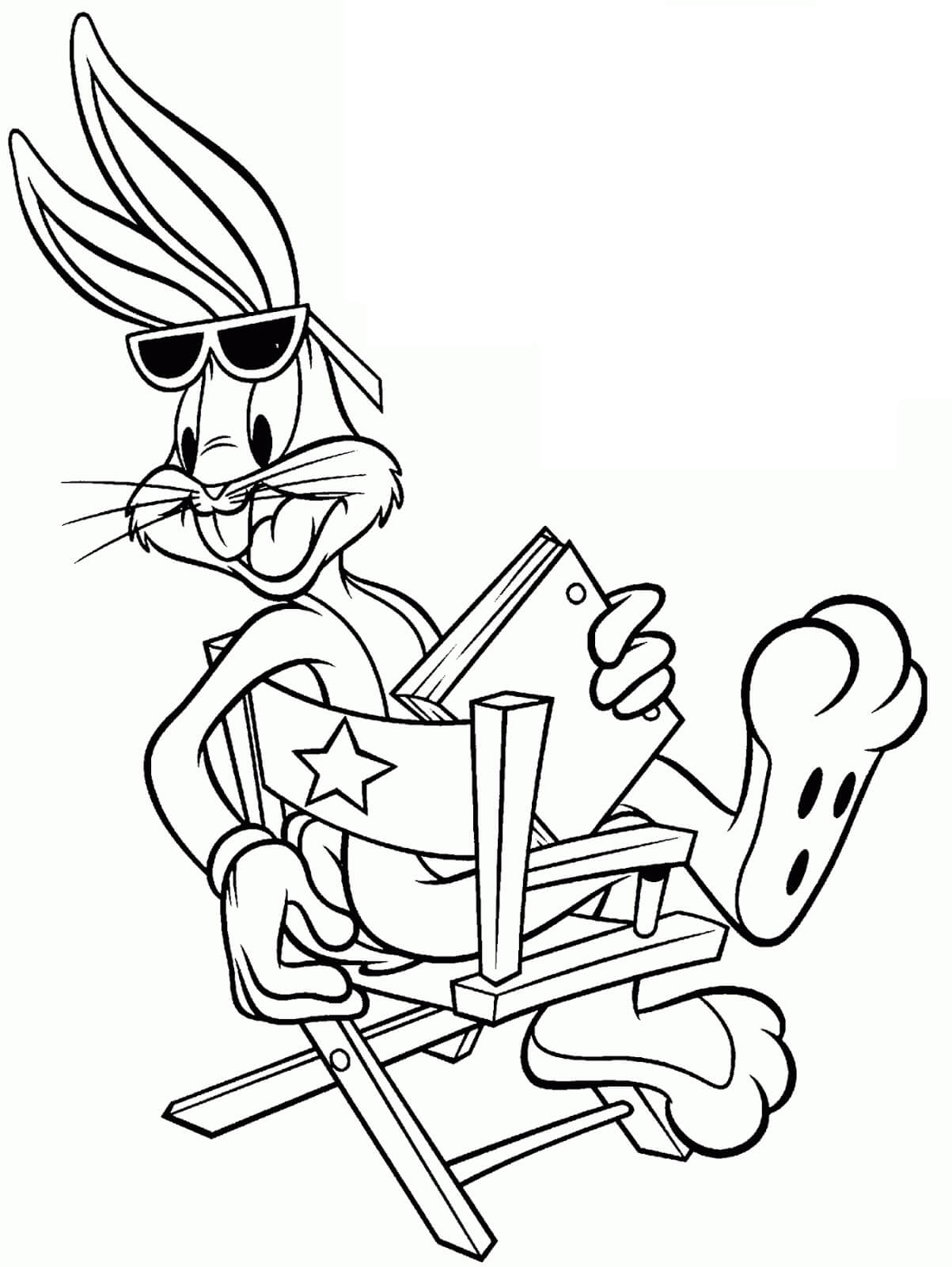Bugs Bunny Sostiene un libro Sentado en una Silla