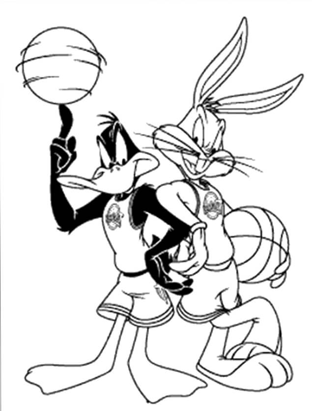 Bugs Bunny y el pato Lucas Sosteniendo Bolas