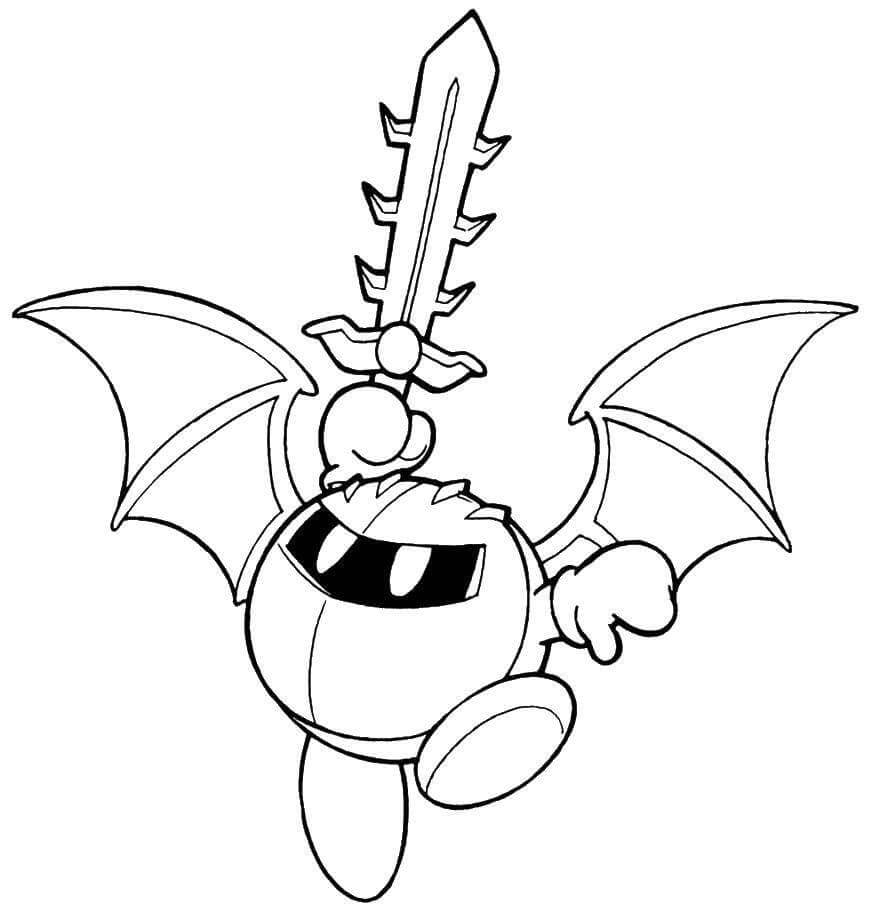Caballero Kirby con Espada para colorear, imprimir e dibujar  –