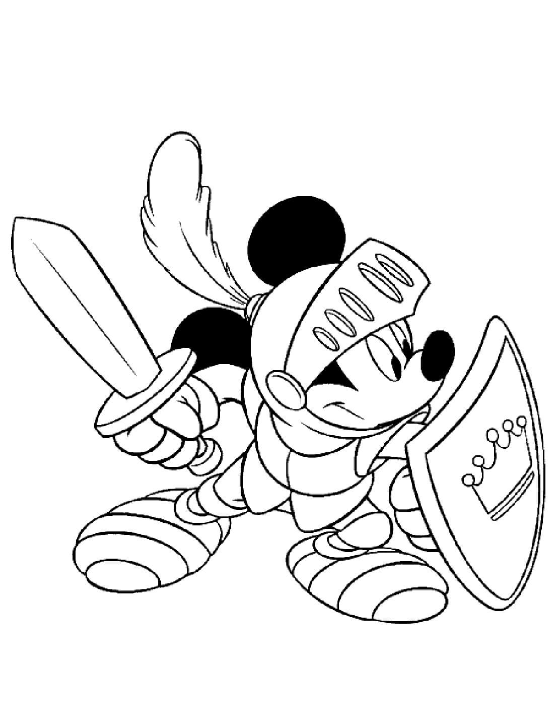 Caballero Mickey Mouse Sosteniendo Espada y Escudo