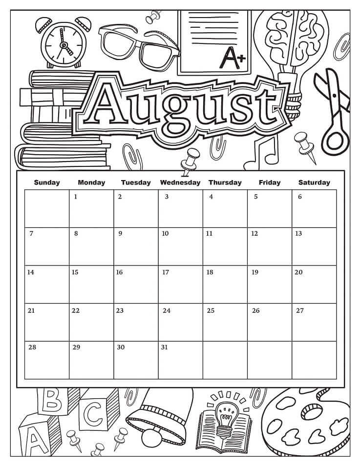 Precioso Agosto para colorear, imprimir e dibujar