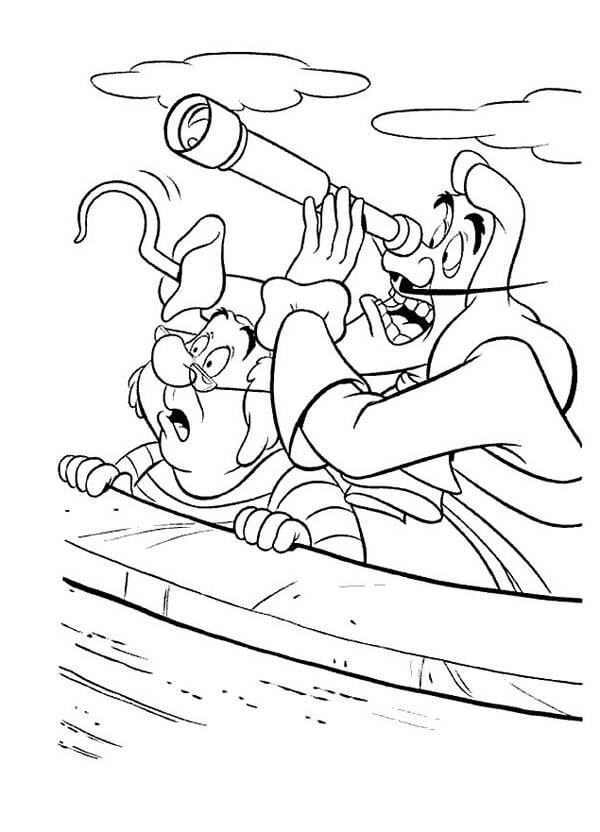 Capitán Garfio y Mr Smee Espiando a Peter Pan