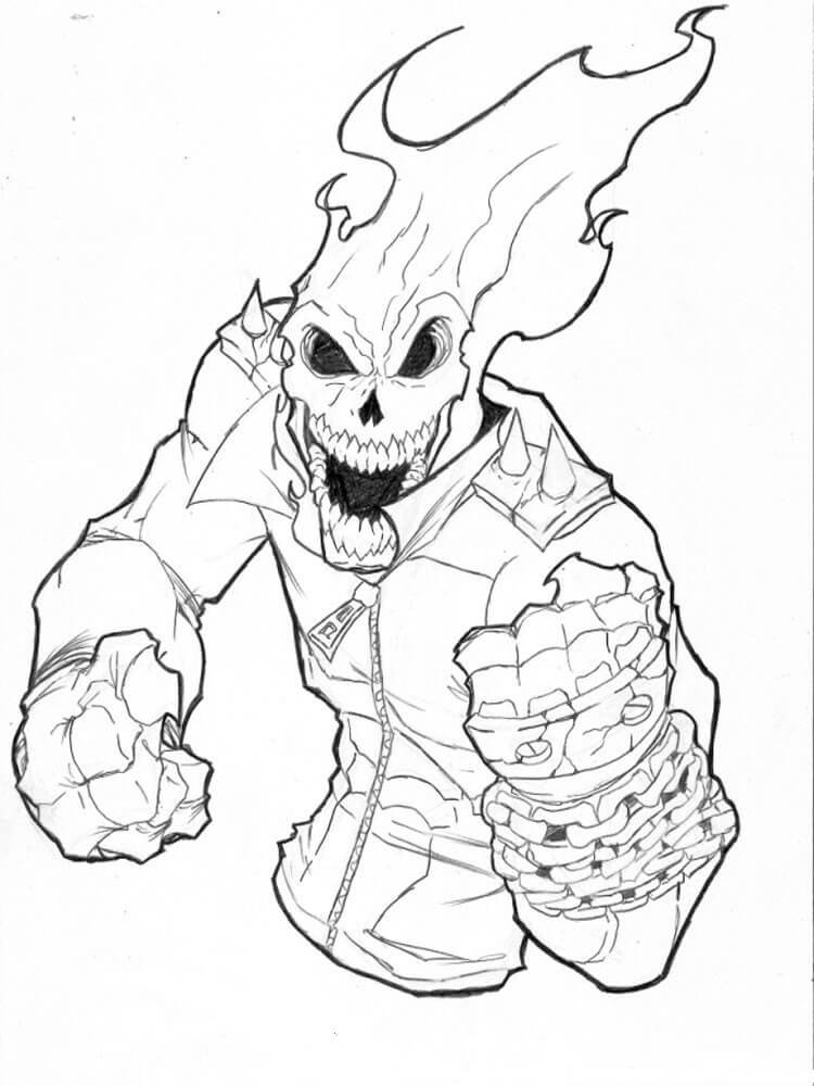  Cara de Ghost Rider Aterrador para colorear, imprimir e dibujar –ColoringOnly.Com
