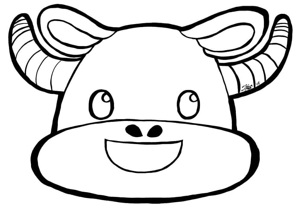 Cara de Vaca de Dibujos Animados para colorear, imprimir e dibujar  –
