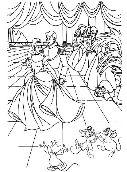 Cenicienta y el Príncipe en el Baile de Graduación para colorear, imprimir  e dibujar –