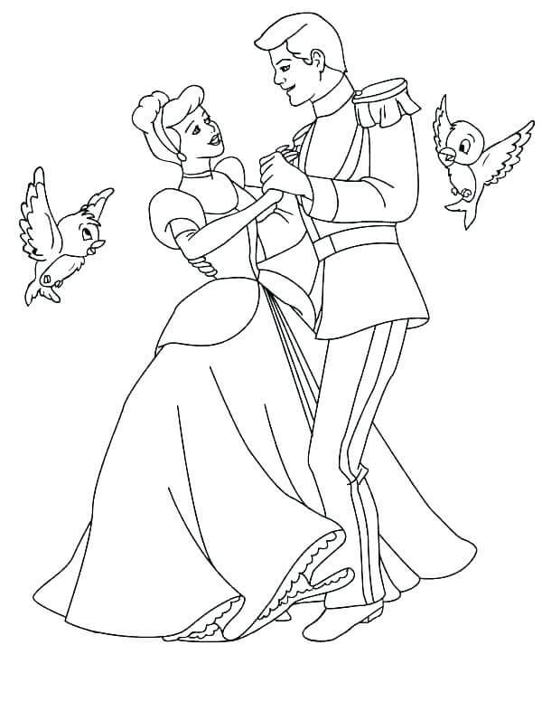 Cenicienta y el Principe Bailando con dos Pajaros