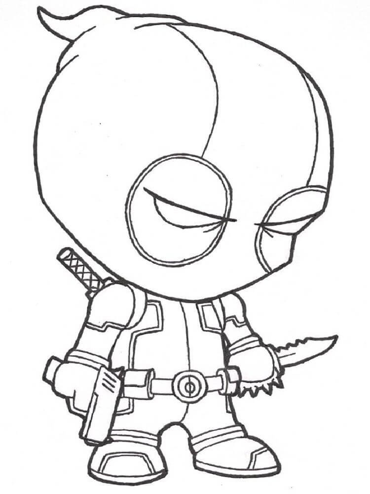 Chibi Deadpool con Pistola y Cuchillo