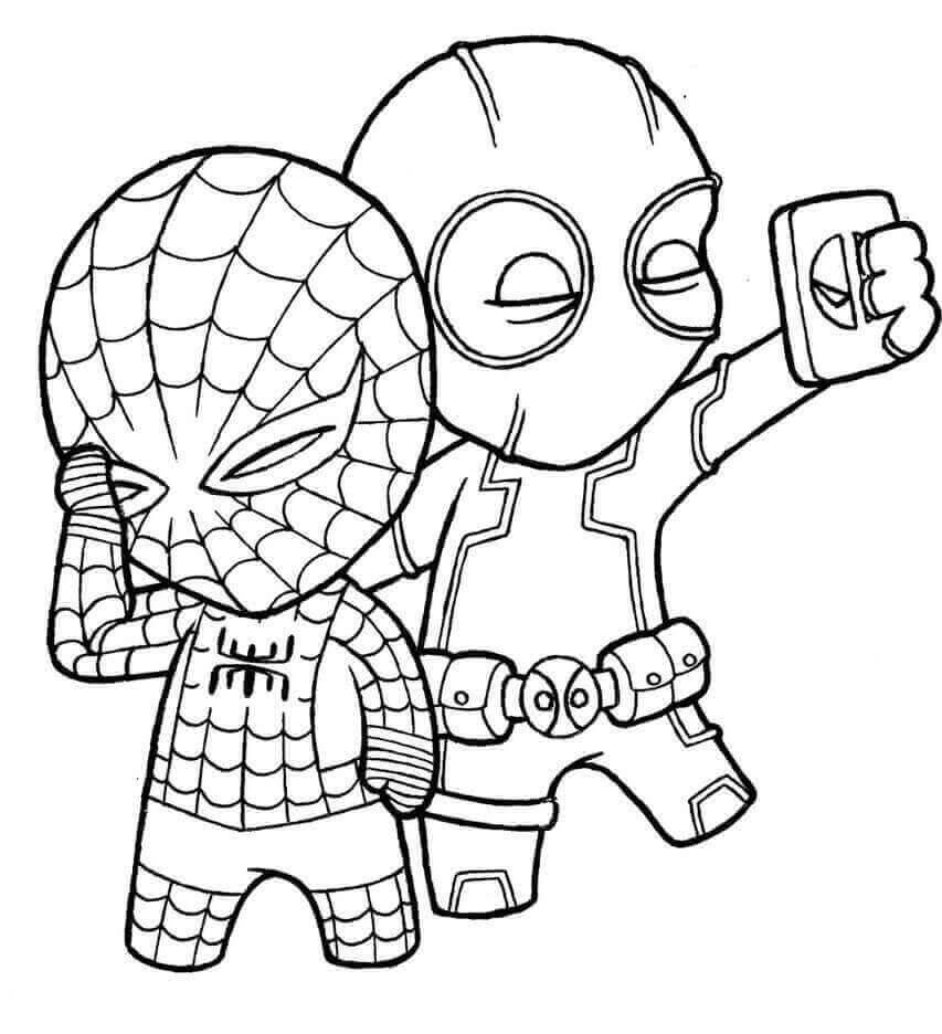 Chibi Deadpool y Chibi Spider Man se Toman una Selfie