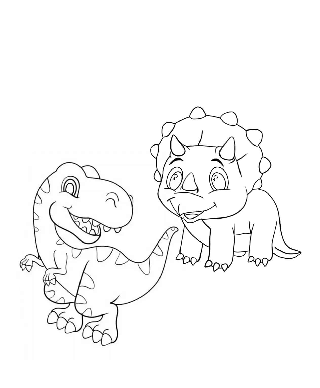 Chibi Tiranosaurio rex y Triceratop
