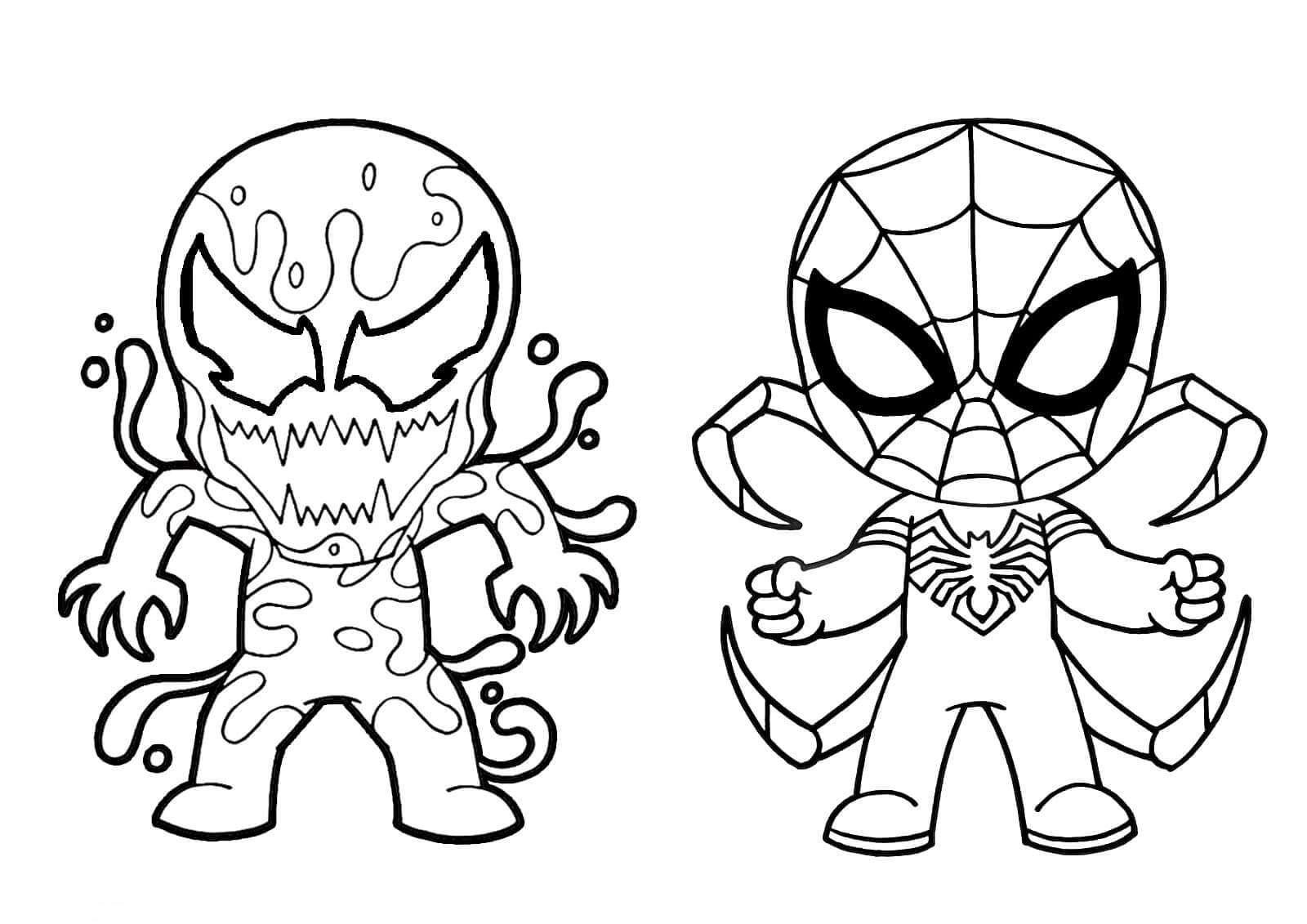 Chibi Venom Y Chibi Hombre Araña