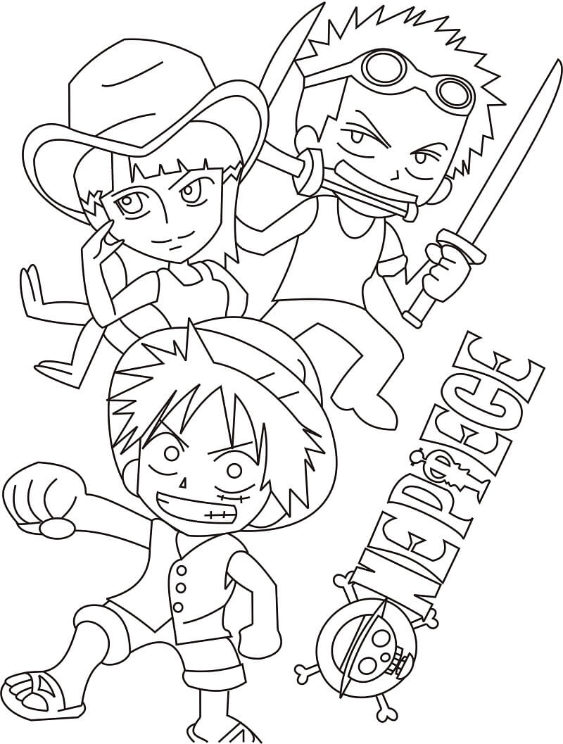 Chibi Zoro, Luffy y Robin