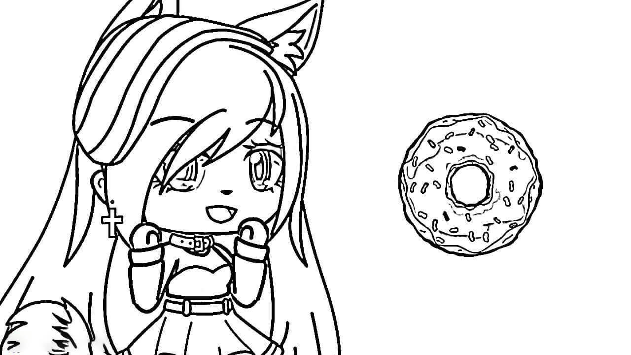 Chica Lobo y Donut para colorear, imprimir e dibujar –