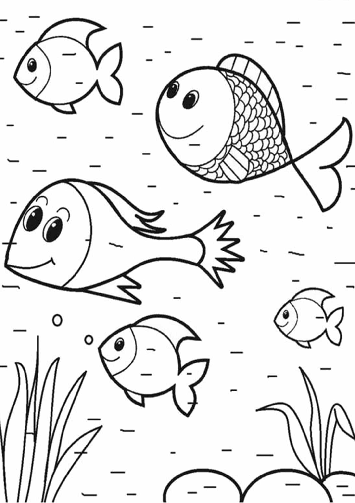 Cinco peces de Dibujos Animados