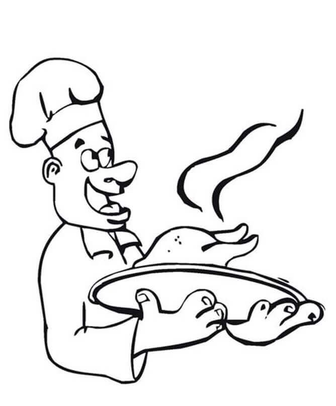 Cocinero Cocinando Pollo