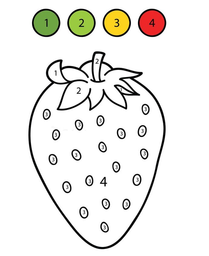 Colorear por Número Fruta de Fresa