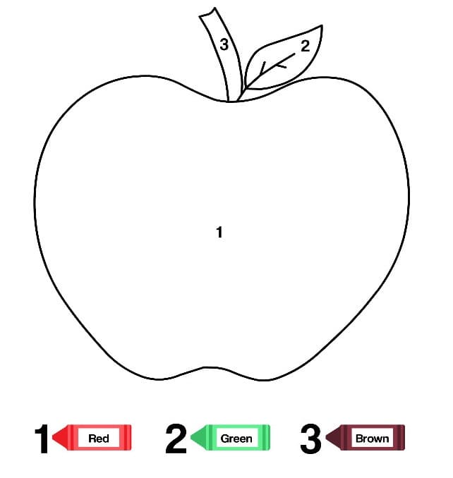Colorear por Número Frutas de Manzana