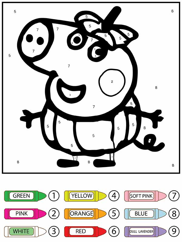 Colorear por Números Peppa Pig Calabaza Página para Colorear