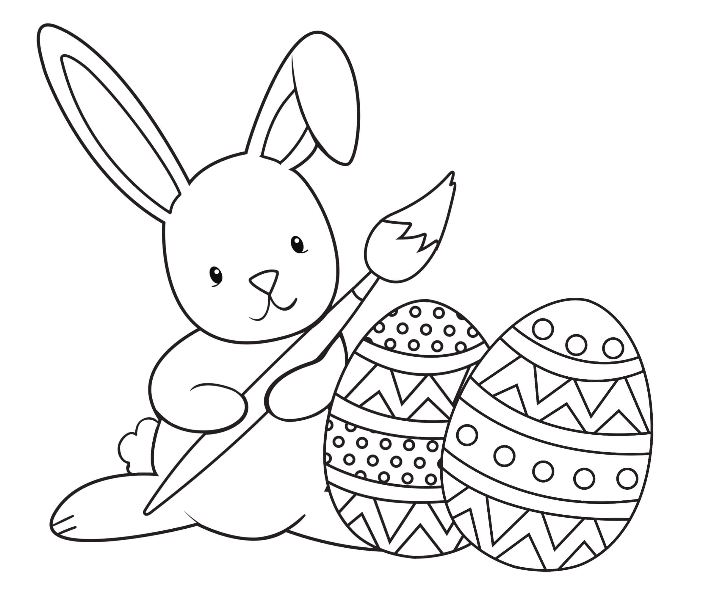 Conejito Dibujando Huevos de Pascua