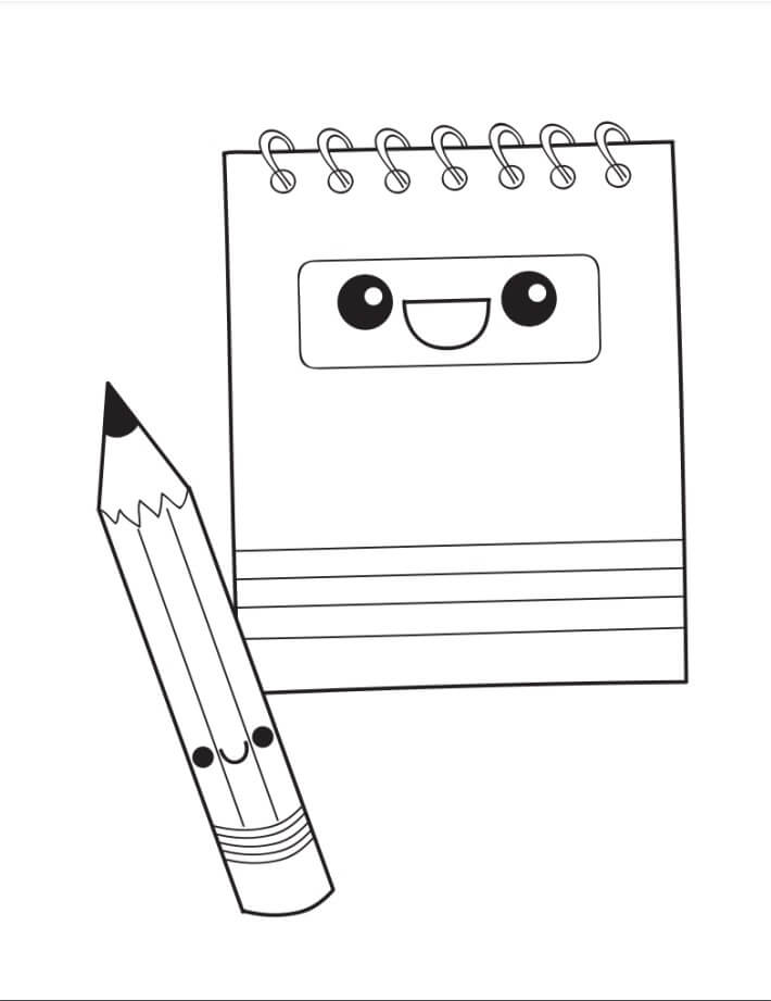 Cuaderno y Lápiz de Dibujos Animados