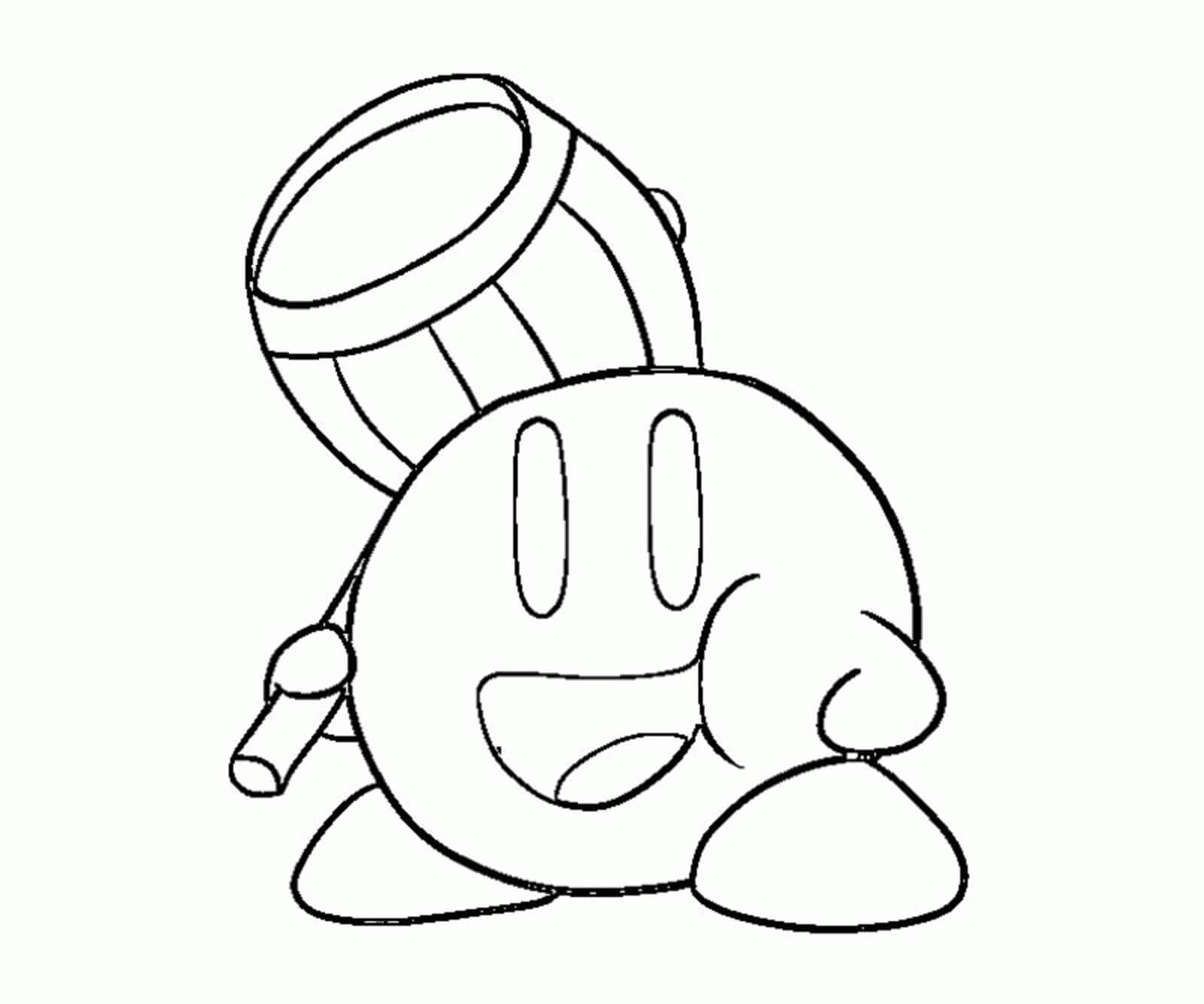 Dibujar a Kirby Sosteniendo un Martillo