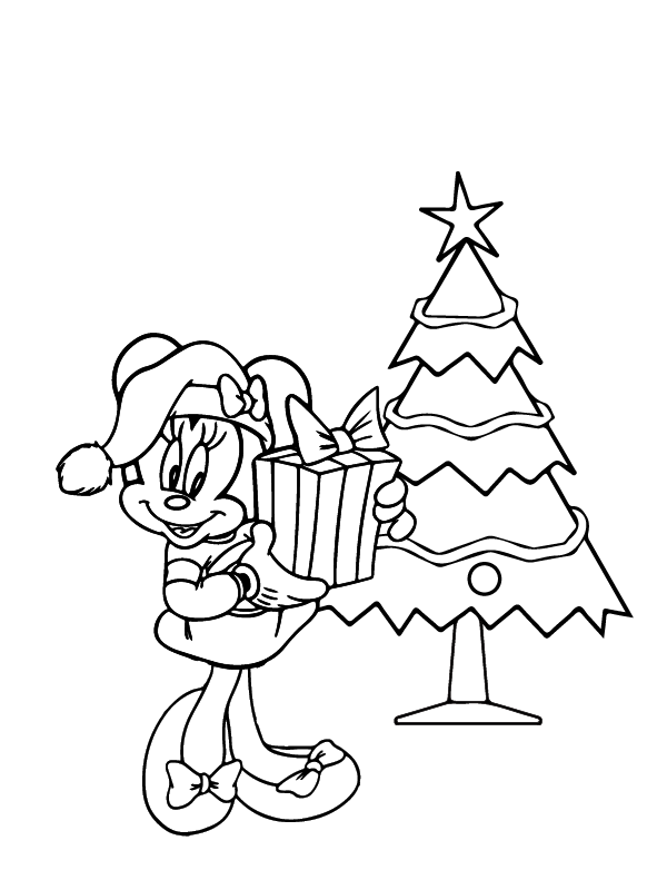 Dibujo Para Colorear De Minnie Mouse Feliz Navidad Gratis