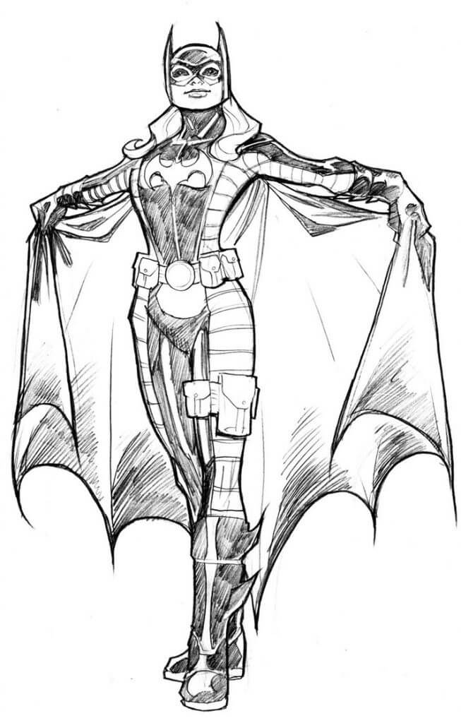 Dibujo a Lapiz de Batgirl para colorear, imprimir e dibujar  –