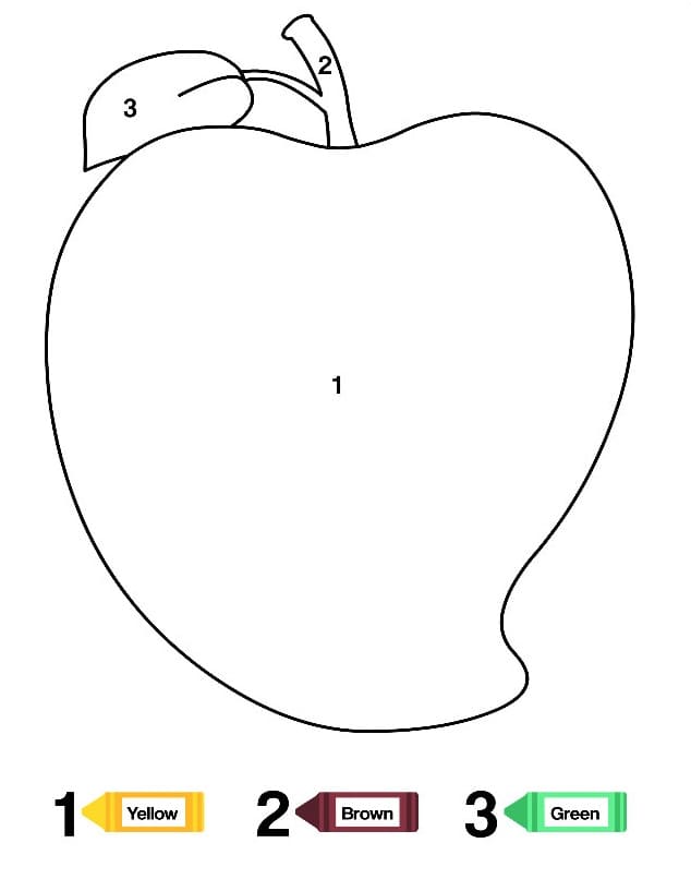 Dibujo de Colorear por Números Fruta de Mango