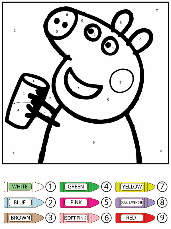 Dibujo de Colorear por Números de Peppa Pig de Agua Potable para Colorear