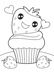 Dibujos Animados de Fresa en Cupcake