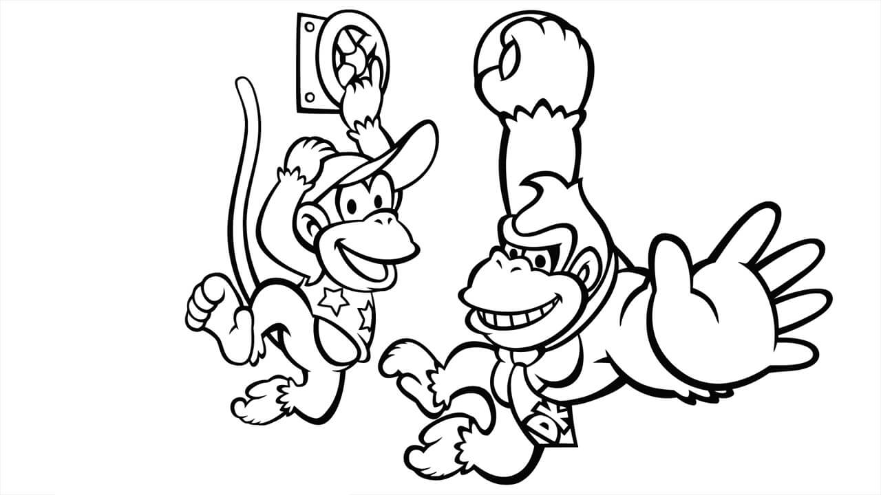 Diddy Kong y Donkey Kong Saltando