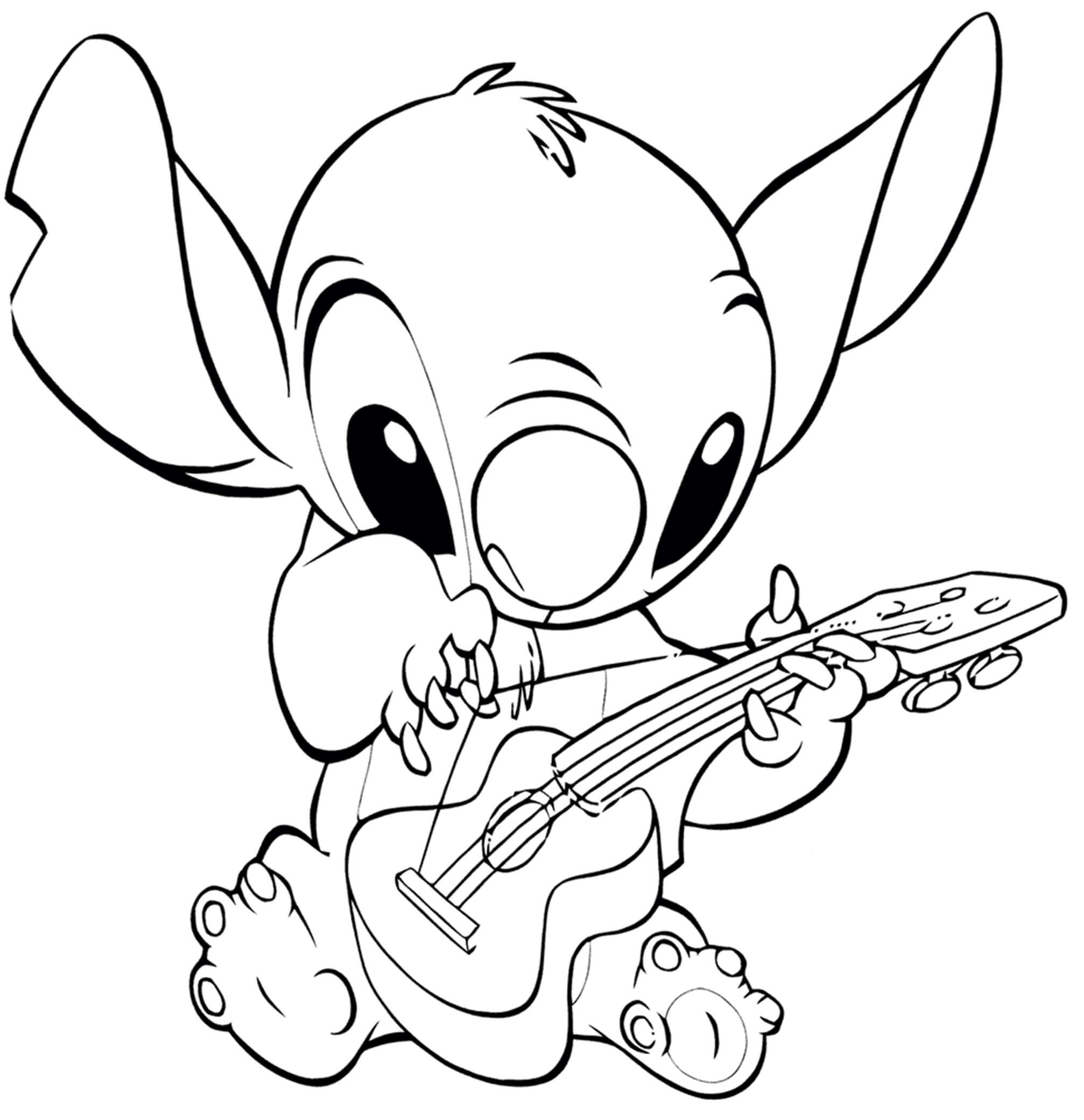 Disney Stitch Tocando la Guitarra