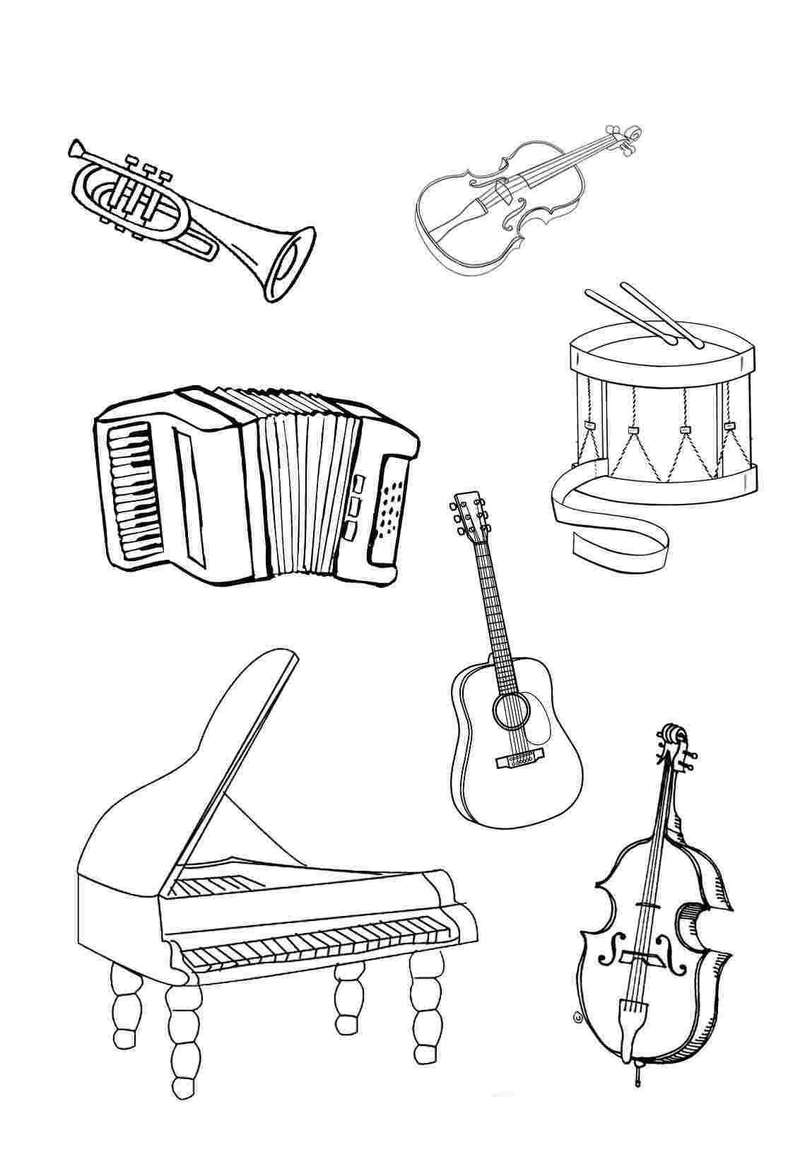 Diversión con Instrumentos Musicales para colorear, imprimir dibujar –ColoringOnly.Com