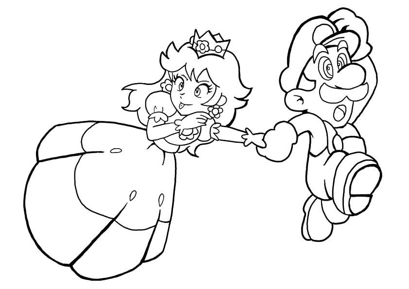 Divertida Princesa Peach y Mario Corriendo