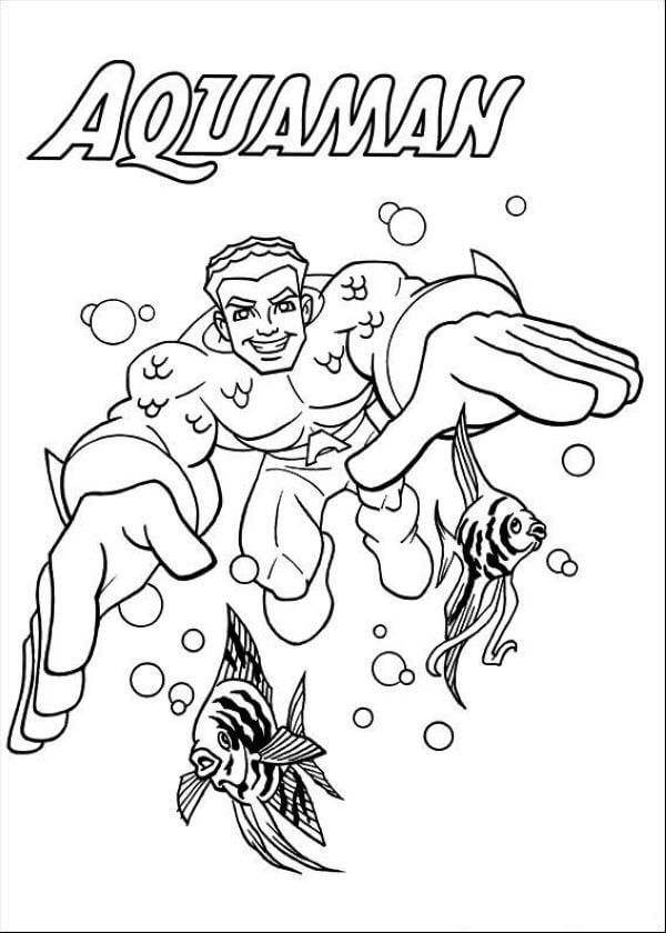 Divertido Aquaman con dos Peces